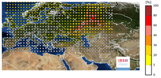 IRSN map showing the plausibility of the origin of the release. (Image IRSN)